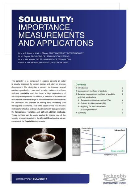 Solubility data for early discovery, crystallization process development and formulation