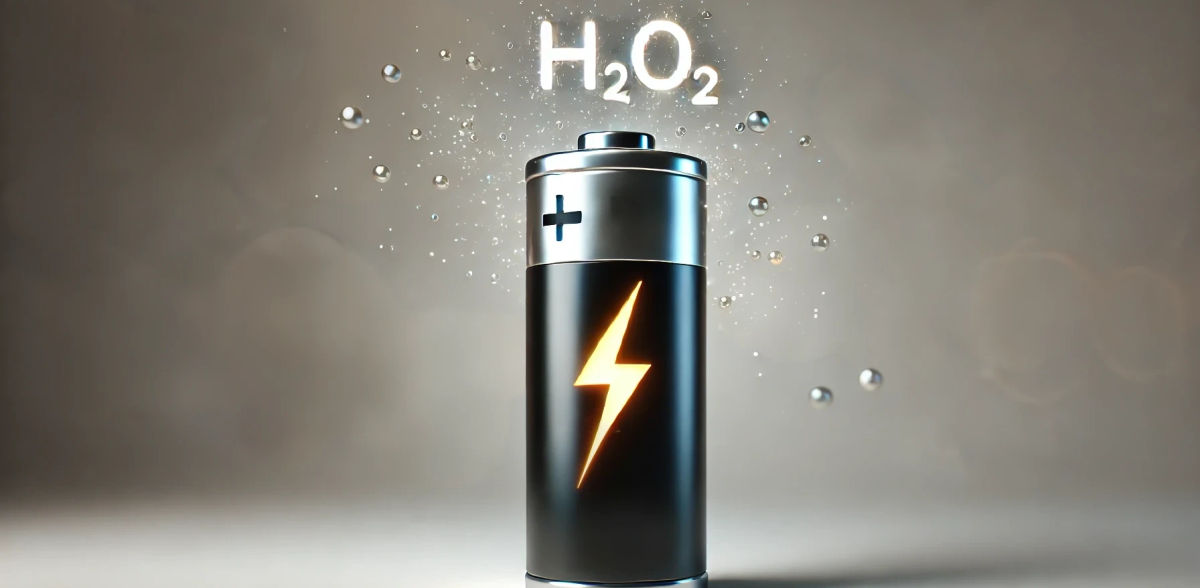Using batteries to produce hydrogen peroxide from air for industrial applications